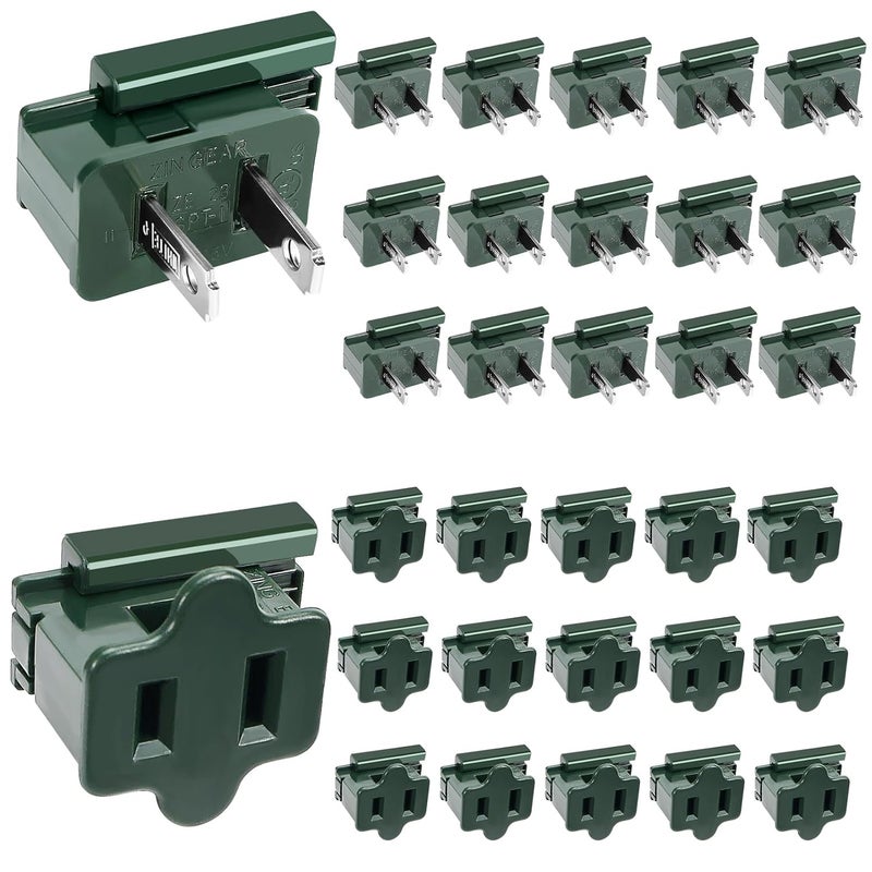 VICAMB 30PCS SPT-1 Christmas Female and Male Light Slip Plug Electrical Vampire Plug Zip 15 Male and 15 Female Gilbert Plugs Set, Christmas Light Plugs Ends for Outdoor Xmas Holiday Party - Image 1